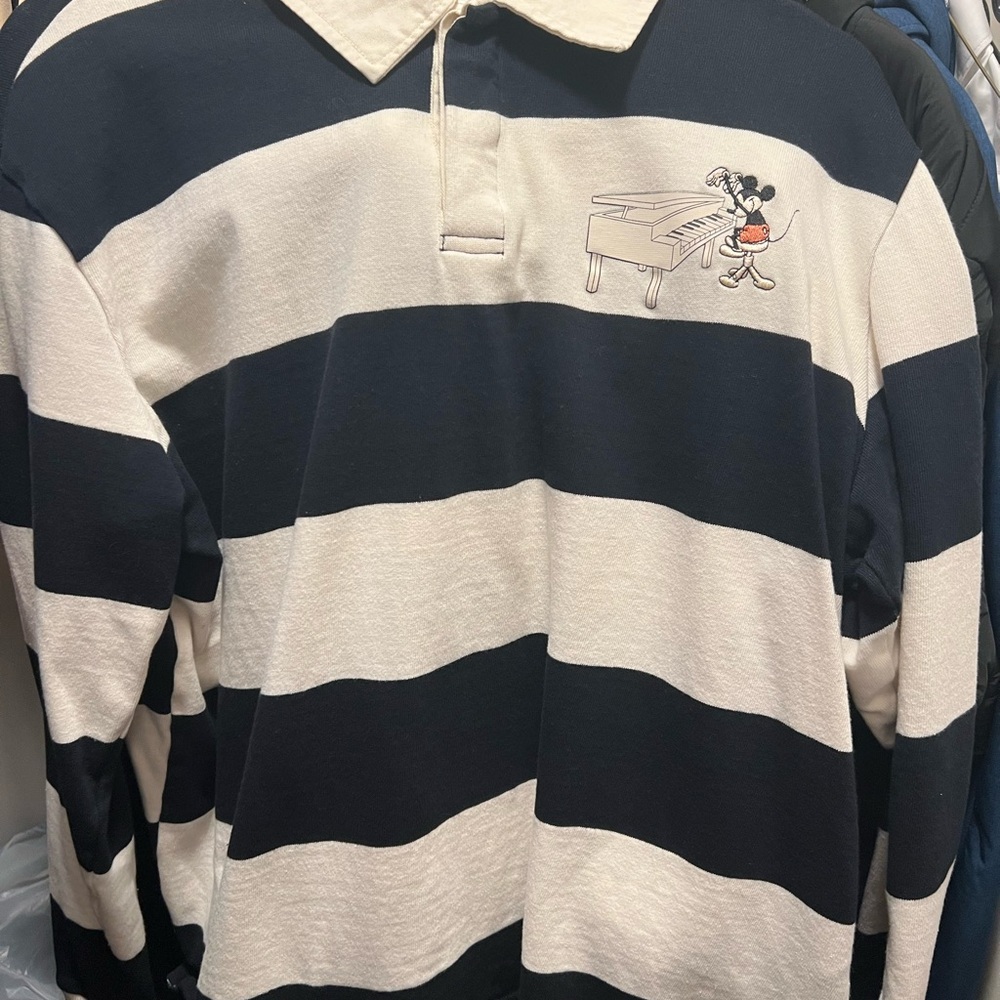 Disney Black and Cream Striped Shirt Piano